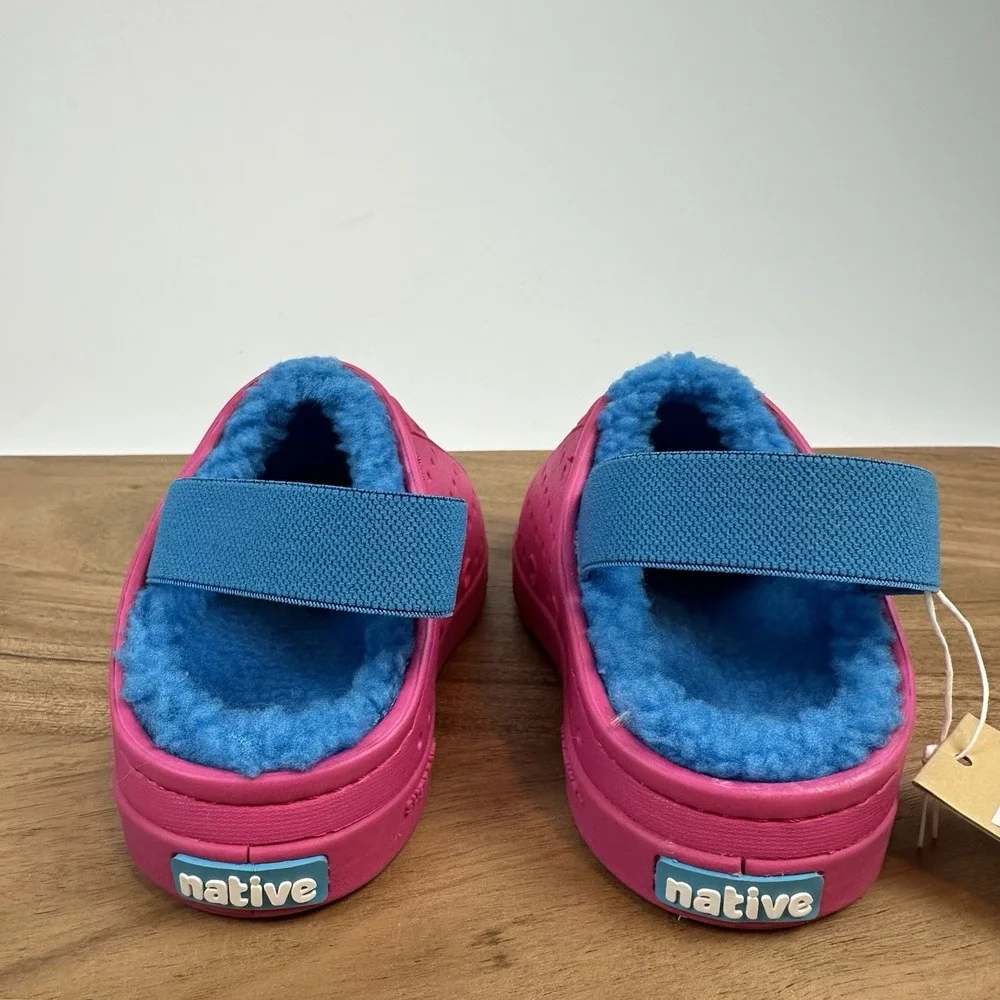 New NWT Little‎ Kids Native Jefferson Cozy Pink Fleece Sling Shoes 7 C